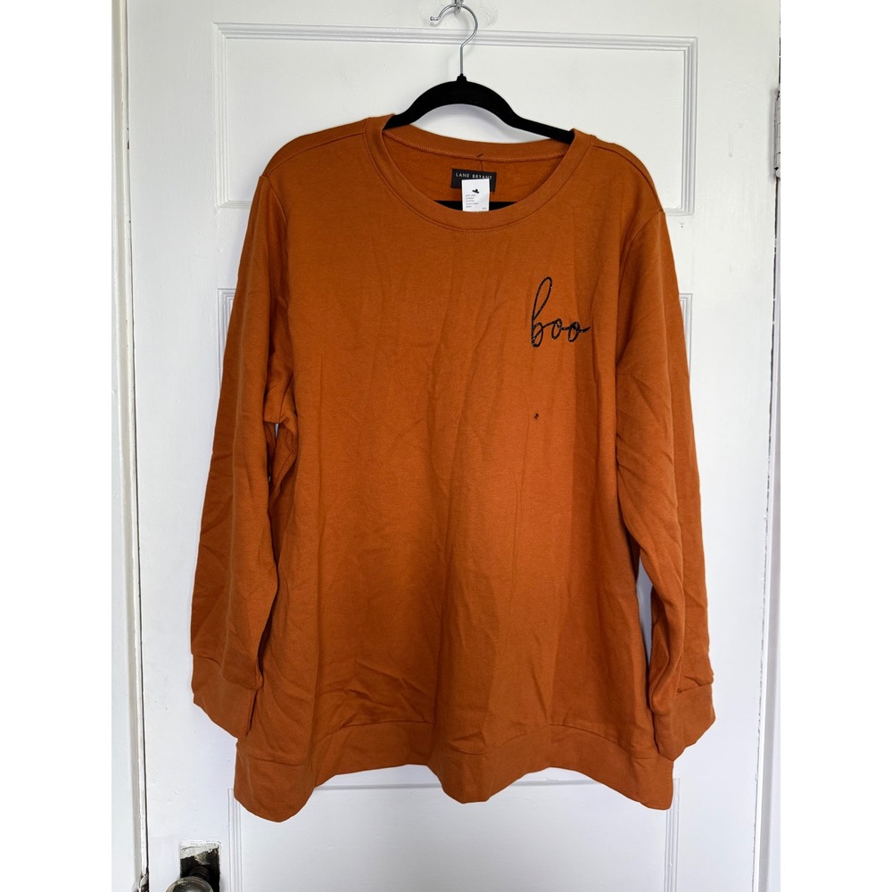 Lane Bryant Women Orange Boo Glitter Graphic Sweatshirt Plus Size 18/20 NWT